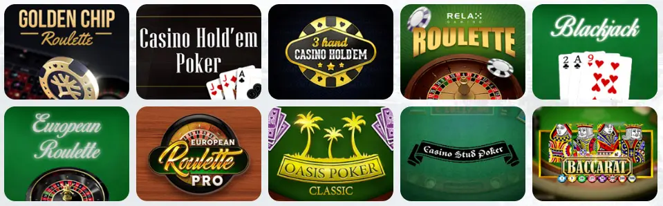 Jeux de table au Play2Win Casino